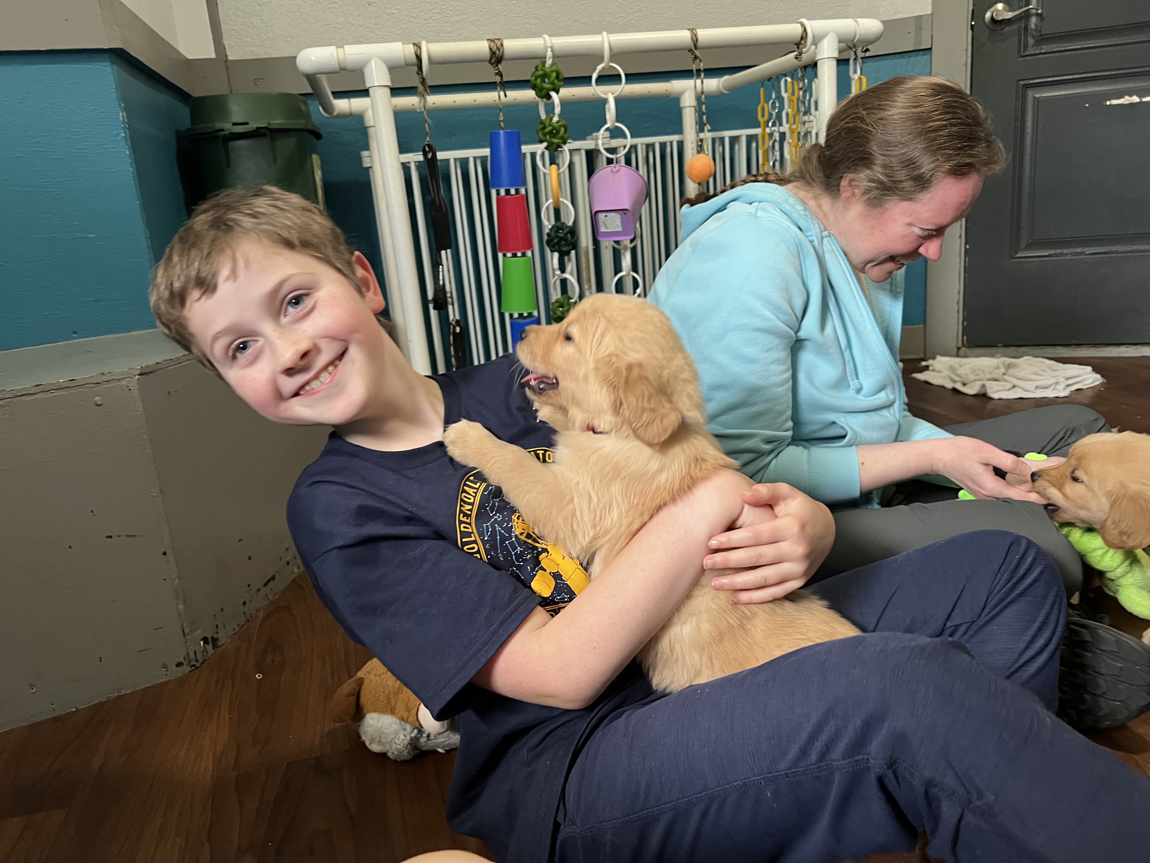 Cordelia cuddling with her new family